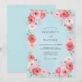 Invitation Mariage à la Petale de Corail Céruléen (Devant / Derrière)