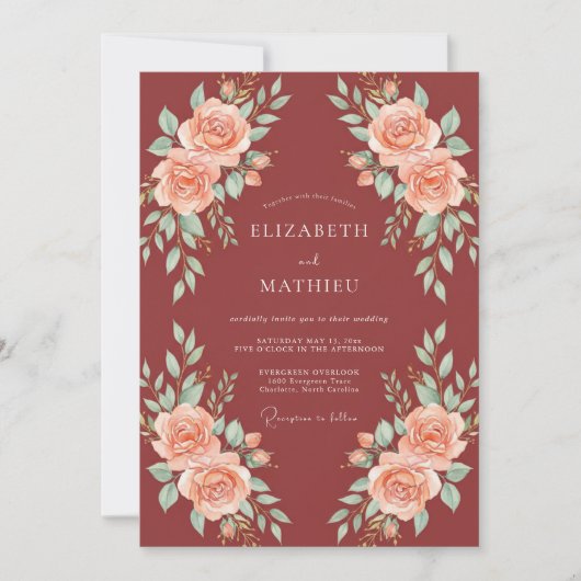 Invitation Mariage à la Petale de Corail d'Argile (Devant)