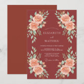Invitation Mariage à la Petale de Corail d'Argile (Devant / Derrière)