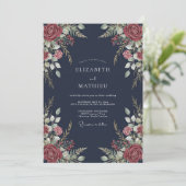 Invitation Mariage à la Pétale de Corail de Minuit (Debout devant)