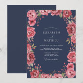 Invitation Mariage à la Pétale de Corail Doux de Minuit (Devant / Derrière)