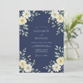 Invitation Mariage à la Pétale de Crème Indigo (Debout devant)
