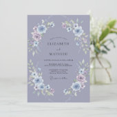Invitation Mariage à la Petale de Mauve Acier (Debout devant)