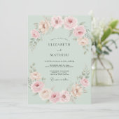 Invitation Mariage à la Petale de Menthe Rose (Debout devant)