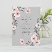 Invitation Mariage à la Petale de Pêche Argentée (Debout devant)