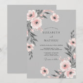 Invitation Mariage à la Petale de Pêche Argentée (Devant / Derrière)
