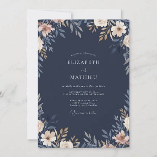Invitation Mariage à la Pétale de Pêche de Minuit (Devant)