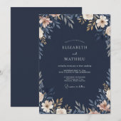 Invitation Mariage à la Pétale de Pêche de Minuit (Devant / Derrière)