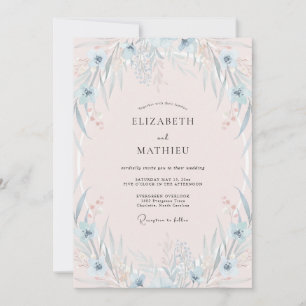 Invitation Mariage à la Pétale de Pervenche Poudrée