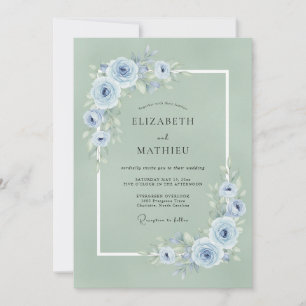 Invitation Mariage à la Pétale de Pervenche Pressée sur Fond 