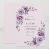 Invitation Mariage à la Pétale de Prune Améthyste Éthérée (Devant / Derrière)