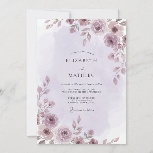 Invitation Mariage à la pétale de prune d'améthyste (Devant)