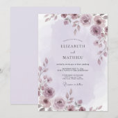 Invitation Mariage à la pétale de prune d'améthyste (Devant / Derrière)
