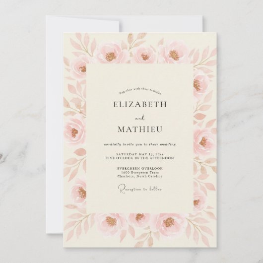 Invitation Mariage à la Pétale de Renoncule Rose (Devant)