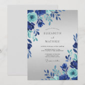 Invitation Mariage à la Petale de Teal Saphir (Devant / Derrière)