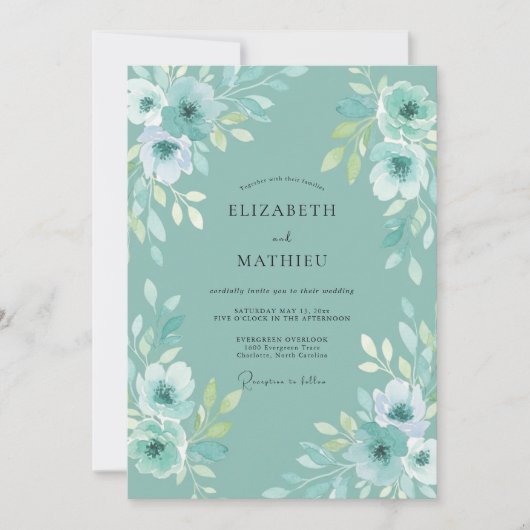 Invitation Mariage à la Petale de Turquoise (Devant)