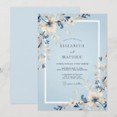 Invitation Mariage à la Petale d'Indigo Azur (Devant / Derrière)