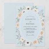 Invitation Mariage à la Pétale d'Ivoire de Bleuet (Devant / Derrière)