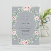 Invitation Mariage à la Pétale Douce Rose Ardoise (Debout devant)