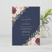 Invitation Mariage à la Petale Indigo Cramoisi (Debout devant)