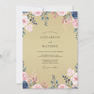 Invitation Mariage à la Petale Indigo de Champagne