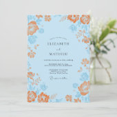 Invitation Mariage à la Petale Orange Azur (Debout devant)
