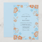 Invitation Mariage à la Petale Orange Azur (Devant / Derrière)