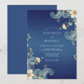 Invitation Mariage à la Petale Ornée de Saphir (Devant / Derrière)