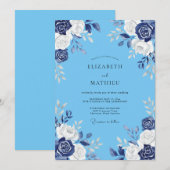 Invitation Mariage à la Petale Peinte Céruléenne (Devant / Derrière)