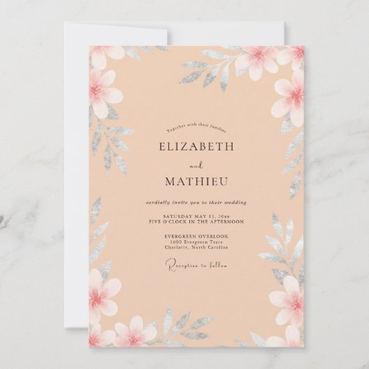 Invitation Mariage à la Petale Peinte d'Abricot (Devant)