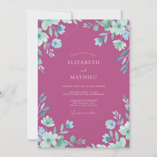 Invitation Mariage à la Petale Peinte de Baie (Devant)