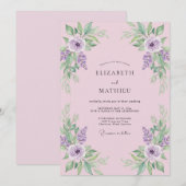 Invitation Mariage à la Petale Peinte de Prune (Devant / Derrière)