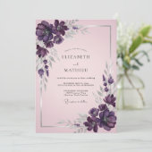 Invitation Mariage à la Petale Peinte de Prune Éthérée (Debout devant)