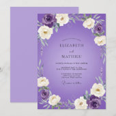 Invitation Mariage à la Petale Peinte de Violet (Devant / Derrière)