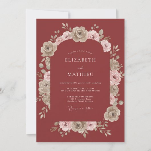 Invitation Mariage à la Pétale Peinte en Argile (Devant)