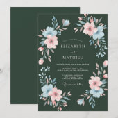 Invitation Mariage à la Petale Peinte Évergreen (Devant / Derrière)