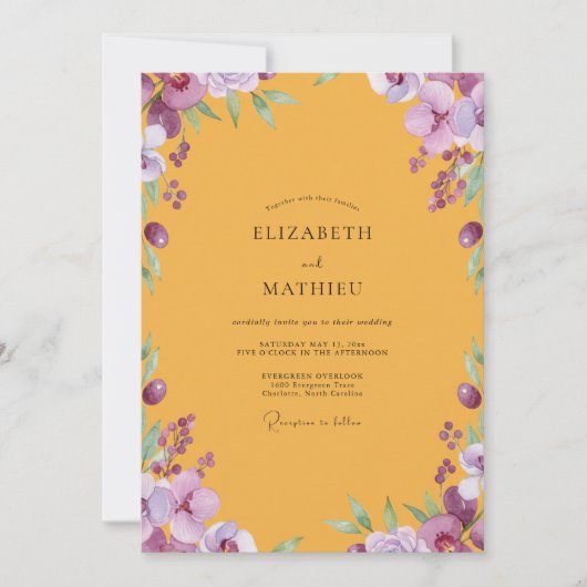Invitation Mariage à la Petale Pourpre de Miel (Devant)