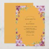 Invitation Mariage à la Petale Pourpre de Miel (Devant / Derrière)