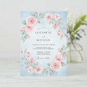 Invitation Mariage à la Petale Rose Azur (Debout devant)