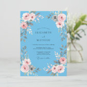 Invitation Mariage à la Petale Rose Bleuet (Debout devant)