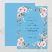 Invitation Mariage à la Petale Rose Bleuet (Devant / Derrière)
