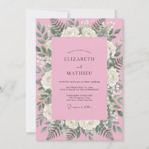 Invitation Mariage à la Petale Rose Bubblegum