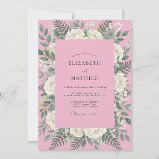 Invitation Mariage à la Petale Rose Bubblegum (Devant)