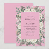 Invitation Mariage à la Petale Rose Bubblegum (Devant / Derrière)