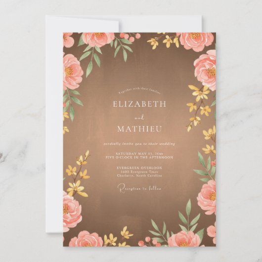Invitation Mariage à la Pétale Rose Cannelle (Devant)