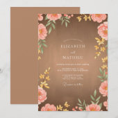 Invitation Mariage à la Pétale Rose Cannelle (Devant / Derrière)
