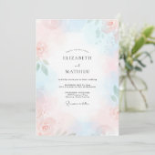Invitation Mariage à la Petale Rose Céruléen (Debout devant)