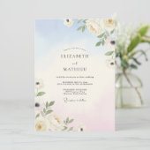Invitation Mariage à la Petale Rose Ciel (Debout devant)
