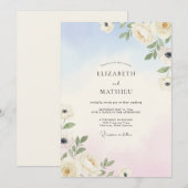 Invitation Mariage à la Petale Rose Ciel (Devant / Derrière)
