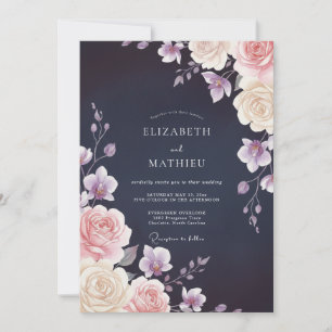 Invitation Mariage à la Petale Rose de Minuit